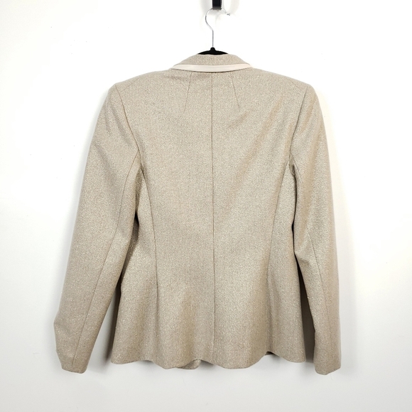 Lafayette 148 New York muted gold shimmer slim cut blazer size 4 72% wool - Picture 7 of 9